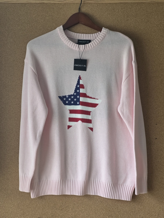 Arden B Sweaters - NWT Arden B Pink USA Star Sweater 92 Graphic M Y2K Swifties Americana Oversized